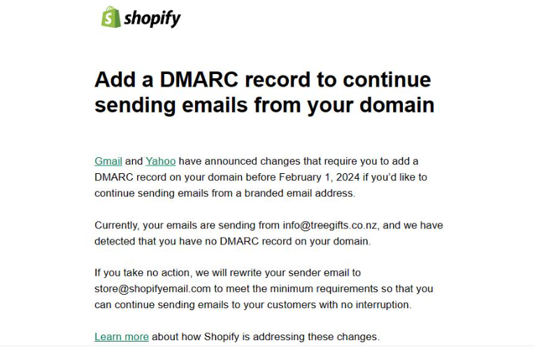 Shopify How to add a DMARC record to continue sending emails from yo