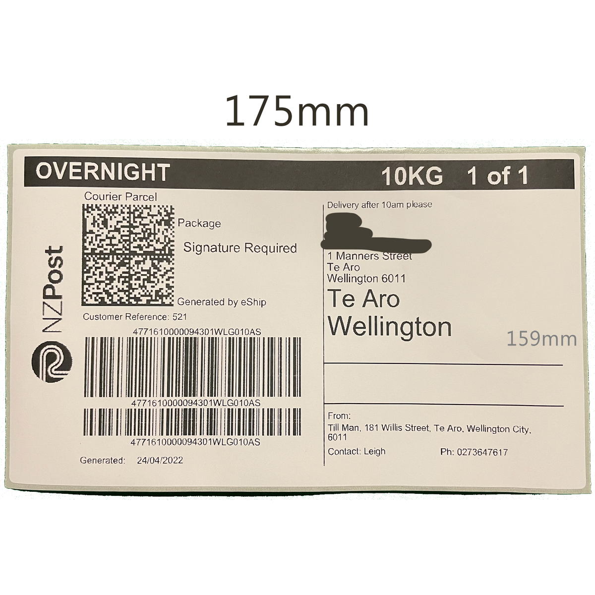 Courier Shipping Labels for Bixolon, Zebra, TSC, Honeywell Label Printers NZ 102X175mm (200)