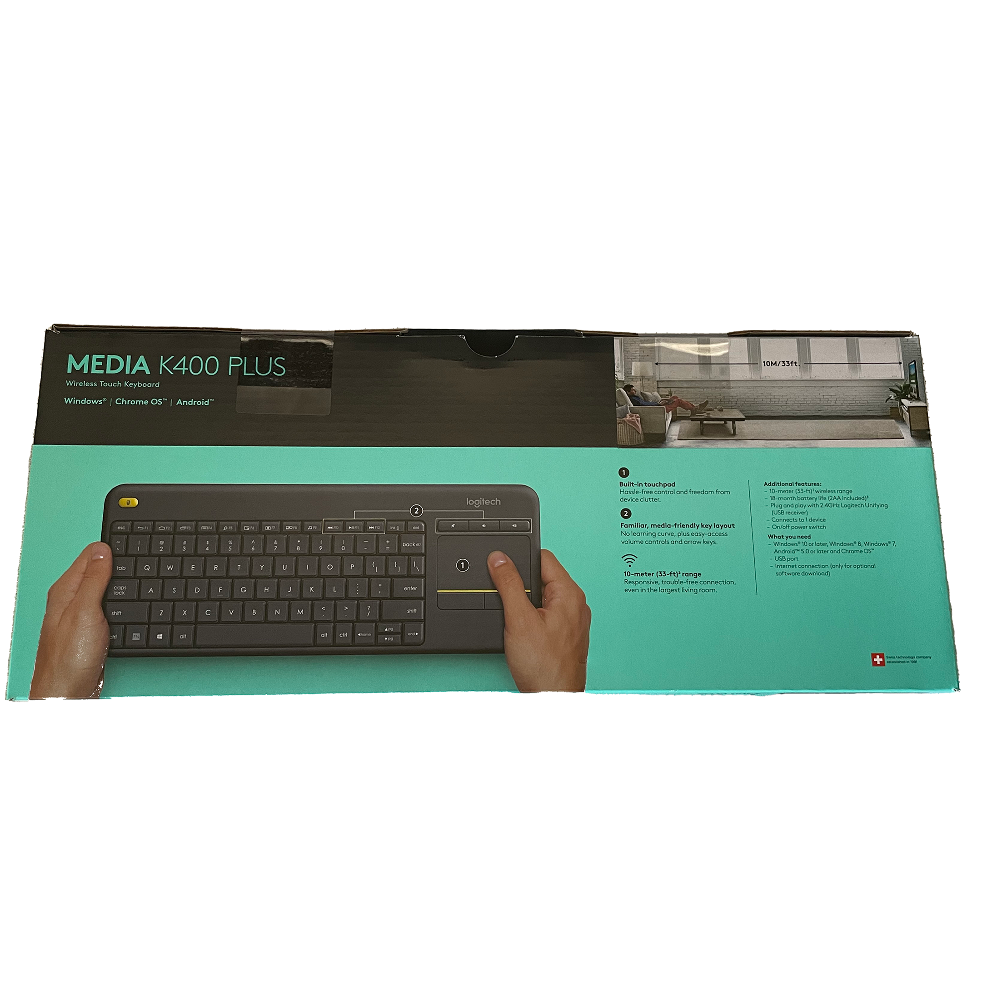 Logitech K400+ Wireless Keyboard Trackpad Mouse All In One